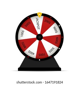 Jackpot winning in gambling wheel rotate vector. Illustration red black roulette, winner prize fortune, play win, opportunity in casino