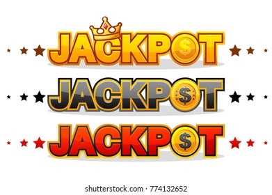 JACKPOT wins money gamble winner vector text shining symbol isolated on white