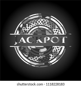 Jackpot written on a grey camouflage texture