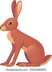 Senta de coelho. Lebre selvagem de desenhos animados. Caractere animal isolado sobre fundo branco