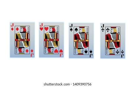 jacks of all suits cards icon cartoon vector illustration graphic design