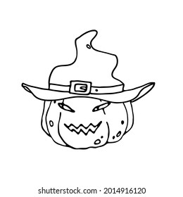 Jack's lantern in a hat, vector on a white background.