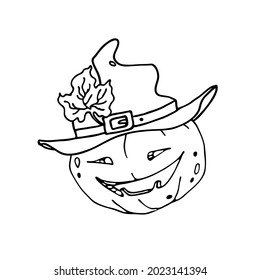 Jack's lantern in a hat, vector on a white background.