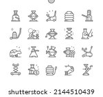 Jack-screw. Car repair. Hydraulic jack. Service and mechanic. Pixel Perfect Vector Thin Line Icons. Simple Minimal Pictogram