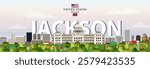 Jackson city skyline colorful vector illustration. Travel poster