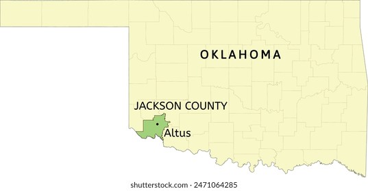 Jackson County and city of Altus location on Oklahoma state map