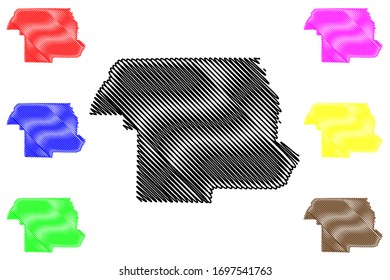Condado de Jackson, Florida (Condado de los Estados Unidos, Estados Unidos de América, Estados Unidos, EE.UU., EE.UU., EE.UU.) mapa ilustrativo vectorial, dibujo garabateado mapa de Jackson