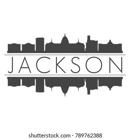 Jackson Florida USA Skyline Vector Art Mirror Silhouette Emblematic Buildings