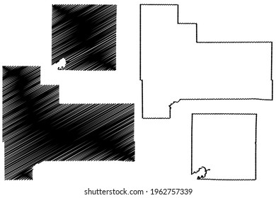 Jackson And Jefferson County, State Of Wisconsin (U.S. County, United States Of America, US) Map Vector Illustration, Scribble Sketch Map