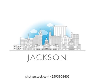 Jackson, Mississippi, skyline cityscape vector illustration