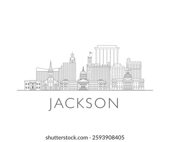 Jackson, Mississippi, skyline cityscape vector illustration