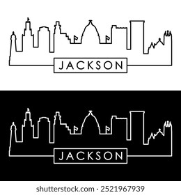 Jackson skyline. Linear style. Single line. Editable vector file.