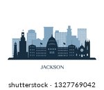 Jackson skyline, monochrome silhouette. Vector illustration.