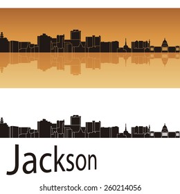 Jackson skyline in orange background in editable vector file