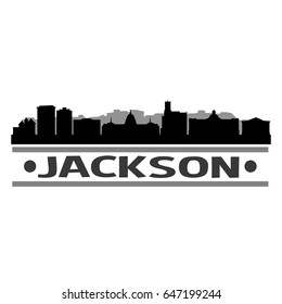 Jackson Skyline Silhouette Stamp City Design Vector Art