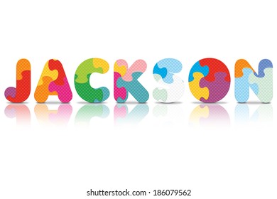 JACKSON escrito con rompecabezas alfabético - ilustración vectorial