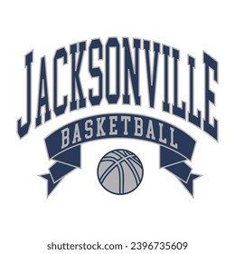 Jacksonville basketball design vector. Editable college t-shirt design printable text effect vector.	
