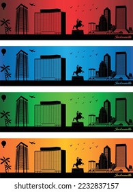 Jacksonville city in a four different colors - illustration
