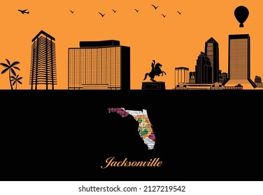 Jacksonville city skyline silhouette - illustration