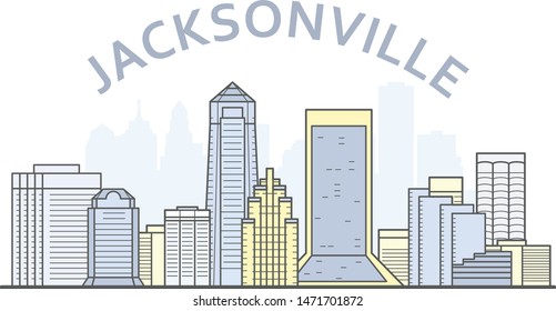 Jacksonville cityscape, Florida - city panorama of Jacksonville, skyline of downtown