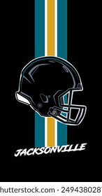 Jacksonville Colored Football helmets Stripes Black Background