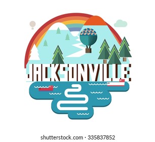 Jacksonville in colorful poster design.