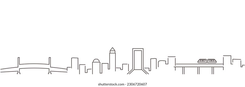 Schwarze Jacksonville-Linie, einfache Minimalistin Skyline mit weißem Hintergrund