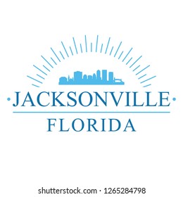 Jacksonville Florida. Banner Design. City Skyline. Silhouette Vector. Famous Monuments.