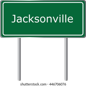 Jacksonville , Florida, road sign green vector illustration, road table, USA city