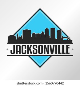 Jacksonville Florida Skyline Logo. Adventure Landscape Design. Vector Illustration Cut File.