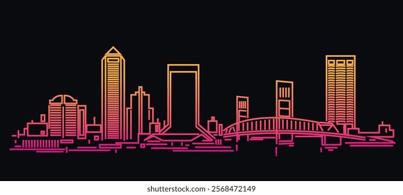 Jacksonville Florida skyline vector illustration
