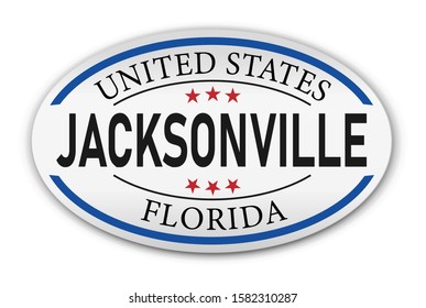Jacksonville Florida Stamp Design Vector Art Tourism Souvenir Round