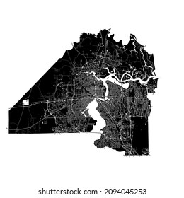 Jacksonville, Florida, United States, high resolution vector map with city boundaries, and editable paths. The city map was drawn with white areas and lines for main roads, side roads and watercourses