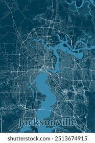 Jacksonville, Florida USA artistic blueprint map poster