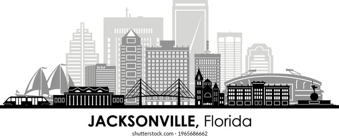 JACKSONVILLE Florida USA City Skyline Vector
