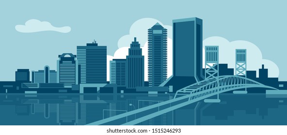 Jacksonville Florida USA urban skyline vector illustration