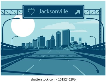 Jacksonville Florida USA Urban Skyline Vector Illustration