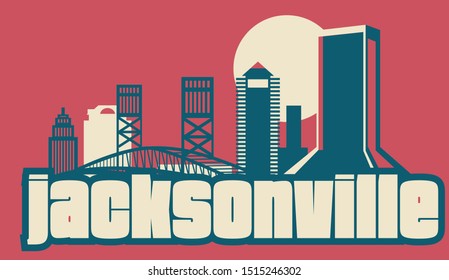 Jacksonville Florida USA urban skyline vector illustration