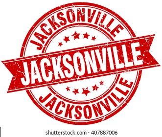 Jacksonville red round grunge vintage ribbon stamp