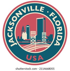 Jacksonville round skyline vector illustration