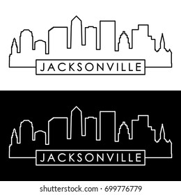 Jacksonville skyline. Linear style. Editable vector file.