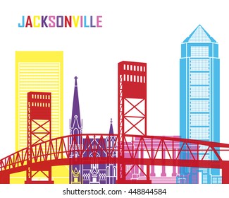 Jacksonville Skyline Pop In Editable Vector File