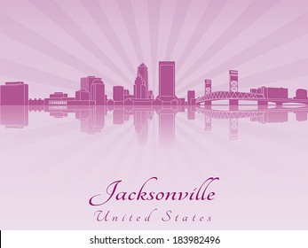 Jacksonville skyline in purple radiant orchid in editable vector file