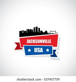 Jacksonville skyline ribbon banner, Florida - vector illustration

