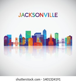 Jacksonville skyline silhouette in colorful geometric style. Symbol for your design. Vector illustration.