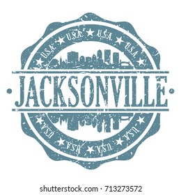 Jacksonville Stamp Post Skyline Silhouette City Vector Design Art