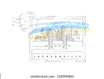 Jacksonville stamp vector illustration and typography design 
