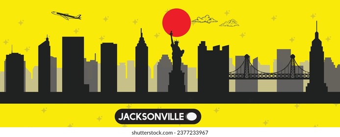 Jacksonville ,USA (America) beautiful vector illustration , city skyline