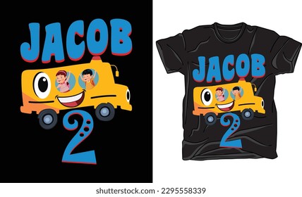 Jacob Funny School Bus zurück zur Schule SVG Typografie farbige Zitate T-Shirt Design Vector File. Handschrift Illustration und Druck für T-Shirt, Banner, Poster, Flyer, etc.