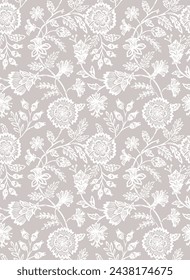 Jacobean block print floral flower repeat pattern vector file